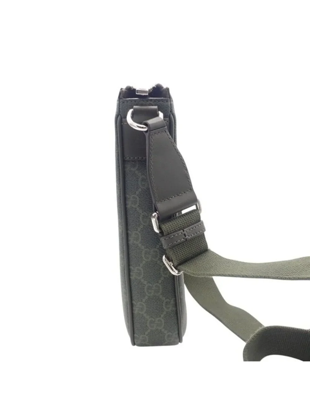 Gucci Small Messenger Bag GG Supreme Canvas Khaki Silver